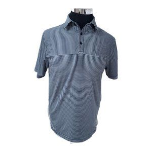 Under Armour Heat Gear Mens Small Grey Black Stripe Loose Fit Short Sleeve Shirt